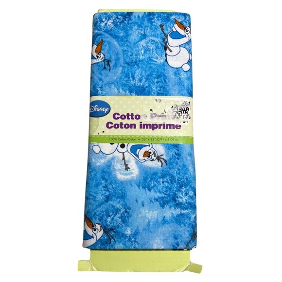 Disney Frozen Olaf Printed Cotton Fabric 36" X 43" Blue White Springs Creative - Picture 1 of 5